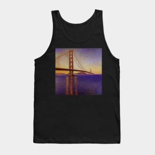 Golden Gate Bridge painting, Claude Monet style, oil on canvas Tank Top